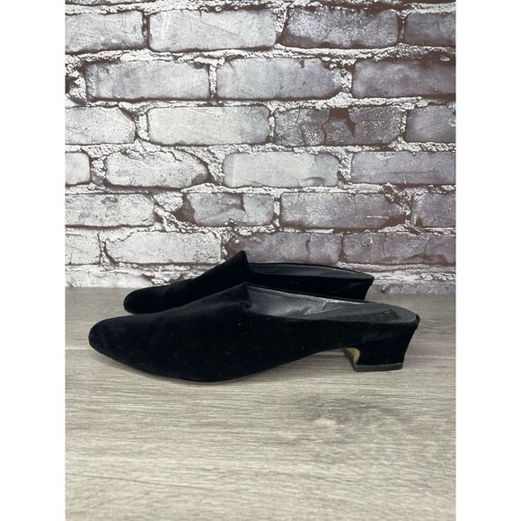 Umberto Mari Black Suede Leather Slip On Heel Mules Shoes Women Sz 10M US/41EU - Picture 1 of 16